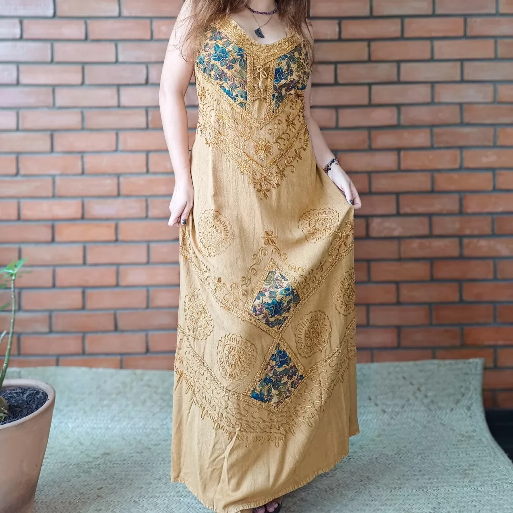 Vestido Indiano Longo Boho Hippie