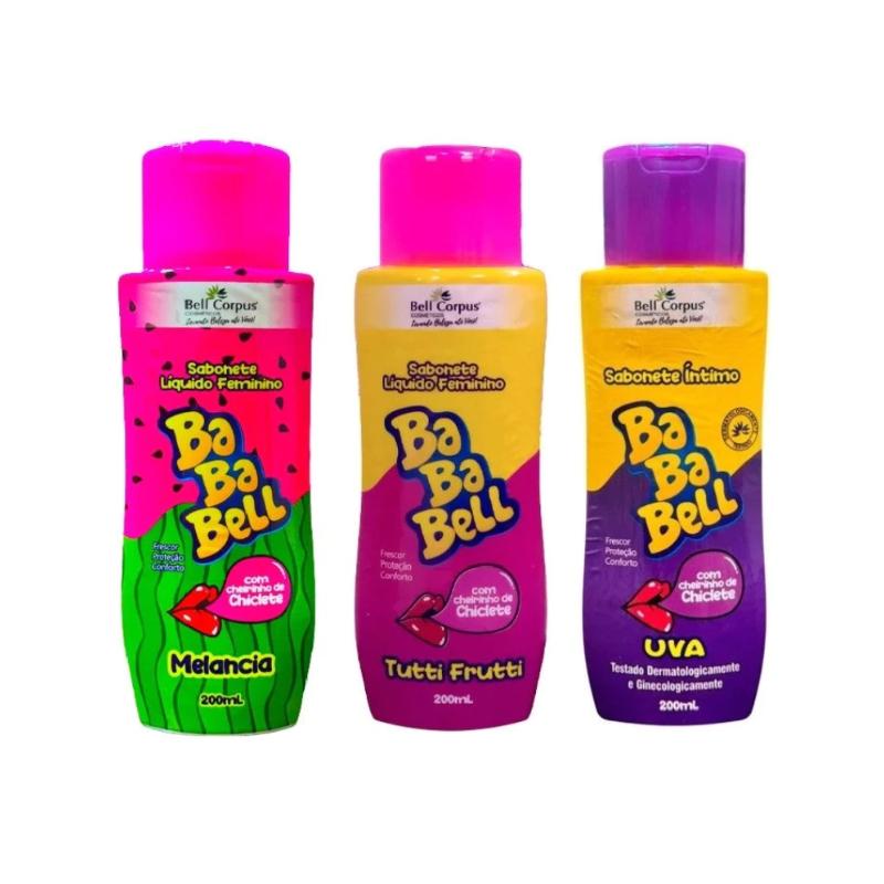 Sabonete Íntimo Bababell Tutti Frutti, Melancia, Uva 200ml Frescor, Proteção e Perfume Suave