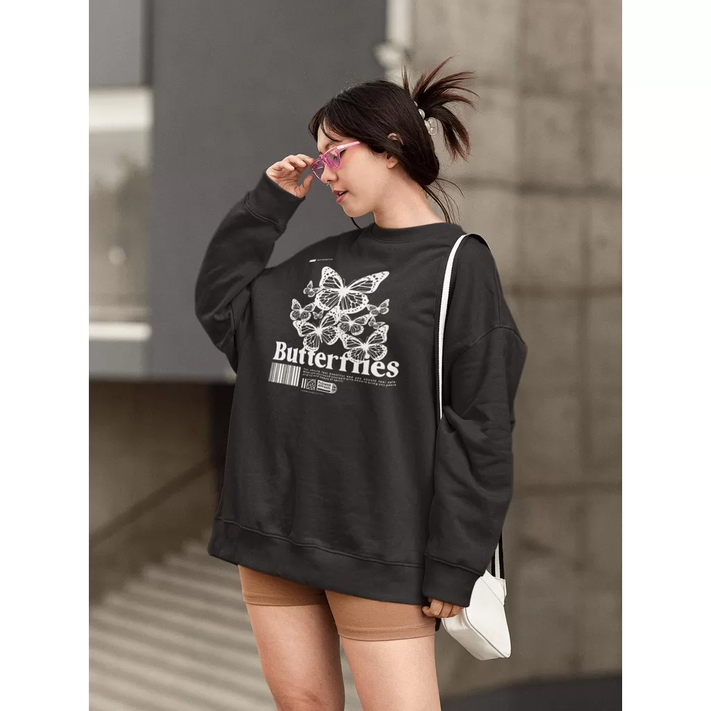 Moletom Blusa de Frio Básico Estiloso Feminino Estampado Gola Redonda Confortável 100% Algodão – But