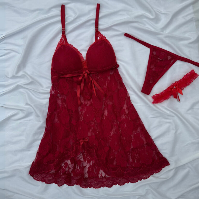 Camisola Com Bojo Com Calcinha e Perneira Camisola