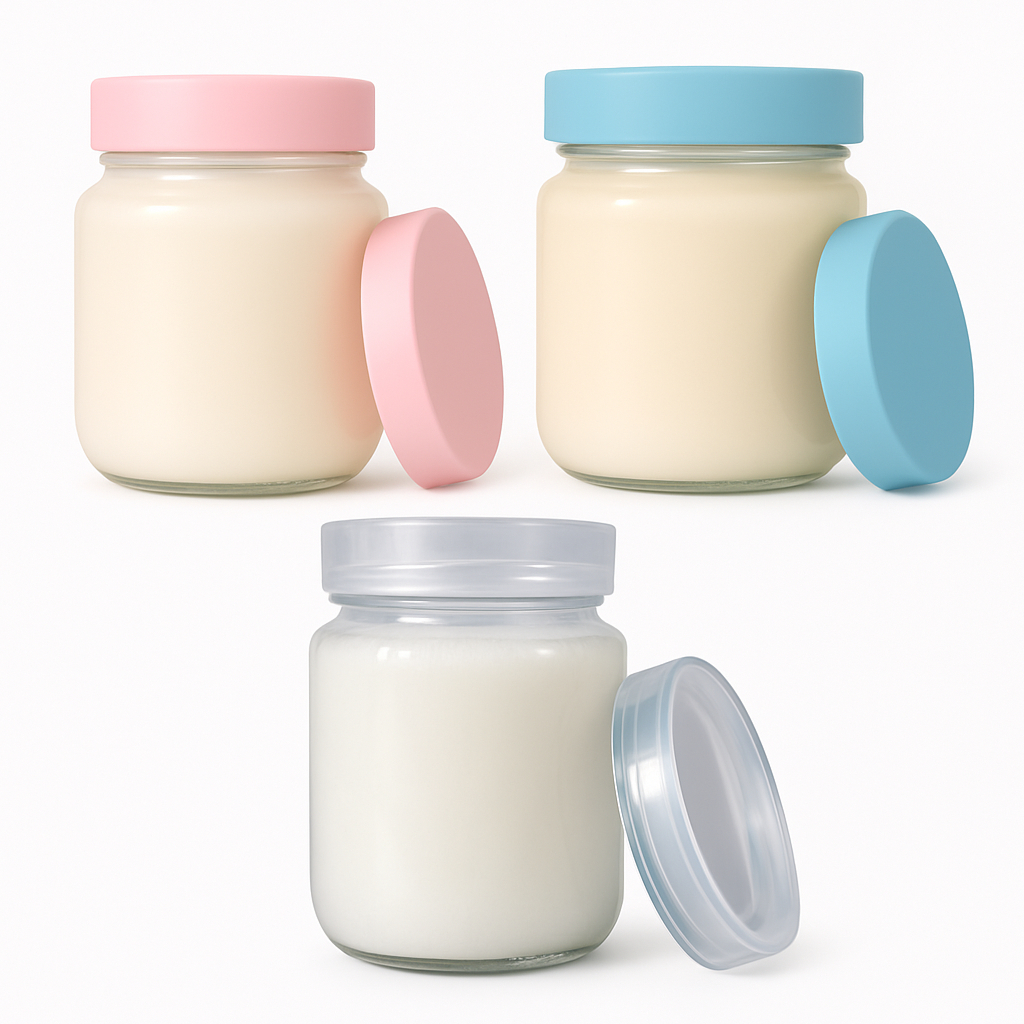 Potes De Vidro Frasco 200ml Armazenamento de Leite Materno Papinha Tampas Plasticas BPA Free