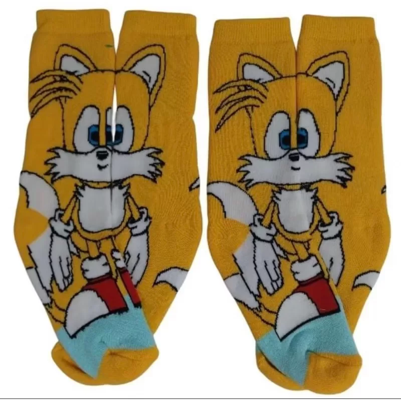 Meia Tails Sonic Confortável Moda Geek Criativa  Macia e Divertida Adulto 34-43  Pronta Entrega