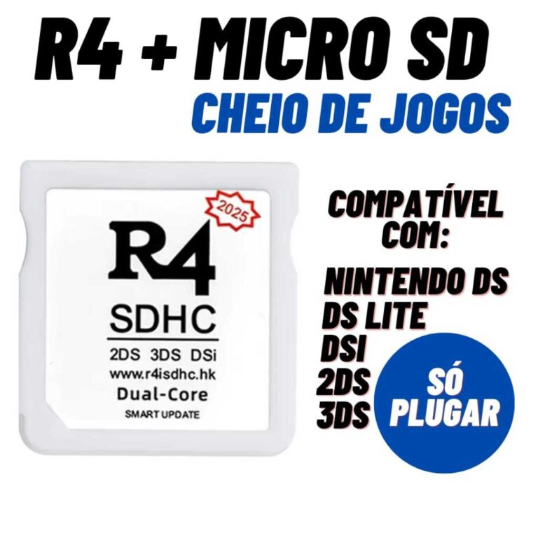 Cartucho R4 Flashcard + Cartão de Mémoria Lotado