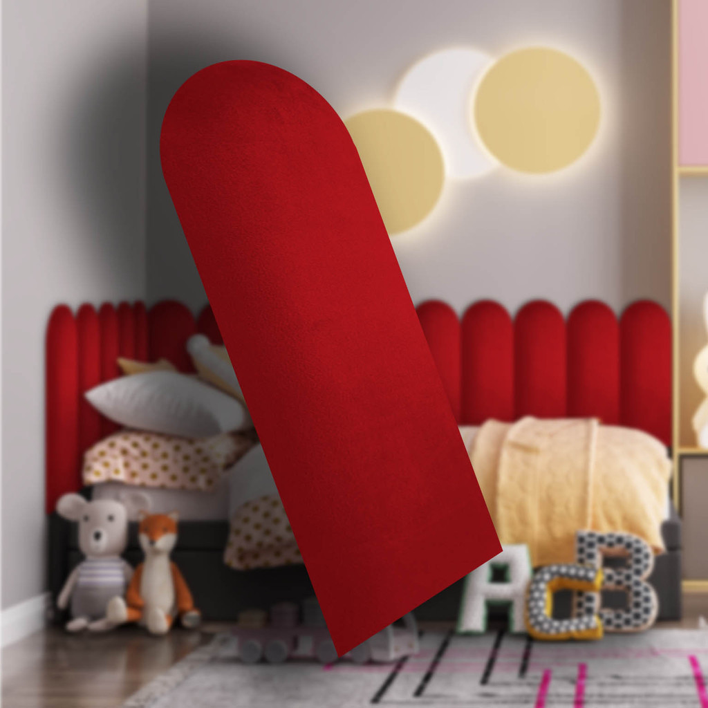 Cabeceira Nuvem Estofada Suede Para Cama Box Vermelha – Módulo 20×40