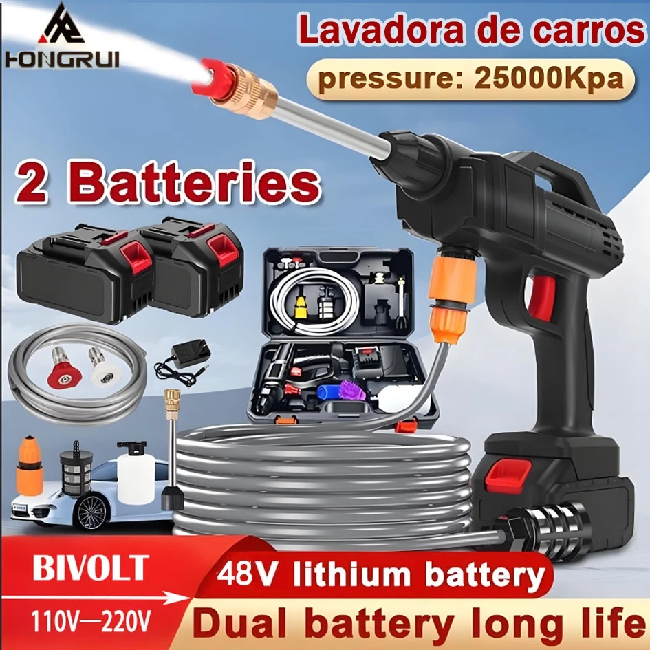 Lavadora de Alta Pressão Portátil Recarregável Para Carros E Jardins Linha Premium Pistola Lava Jato