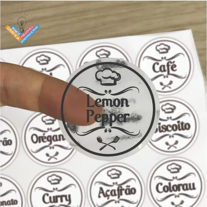 Etiquetas para Temperos Adesivo para Tempero Trans