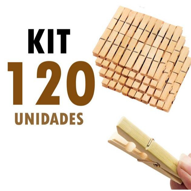 Kit 120 Prendedor Grampo De Roupas Madeira Embalag