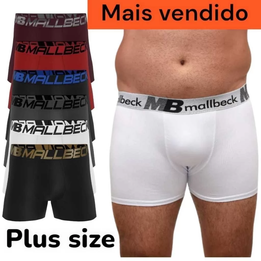 Kit 5 Cuecas Box Boxer Plus Size Mallbeck Microfibra Adulto