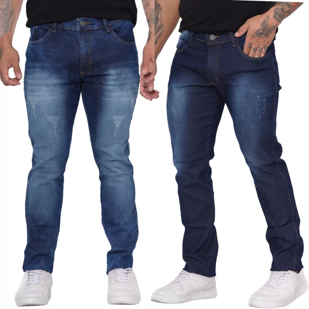 Kit 2 Calças Jeans Masculina C/ Lycra Envio Imediato Tamanhos normais 36 ao 48