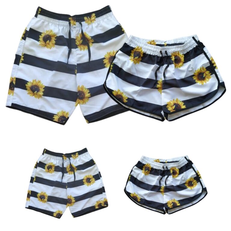 Conjunto Familia Shorts Casais Kit 4 Peças Moda P