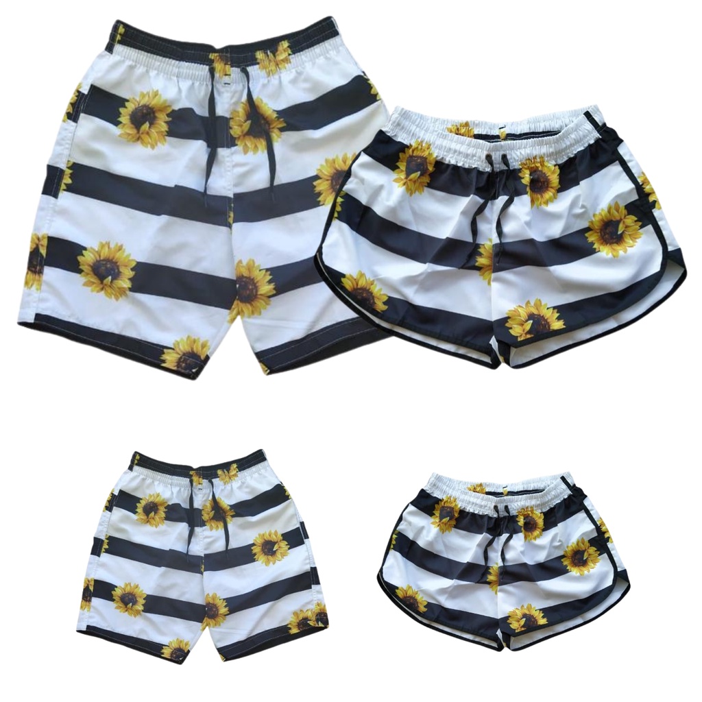 Conjunto Familia Shorts Casais Kit 4 Peças Moda Praia Verão Promoção Black Friday