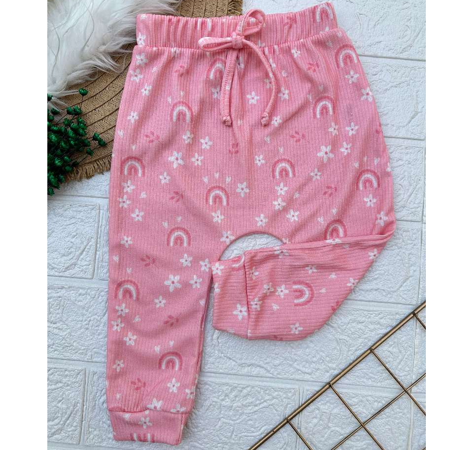Calça Infantil Saruel Canelada Arco-íris