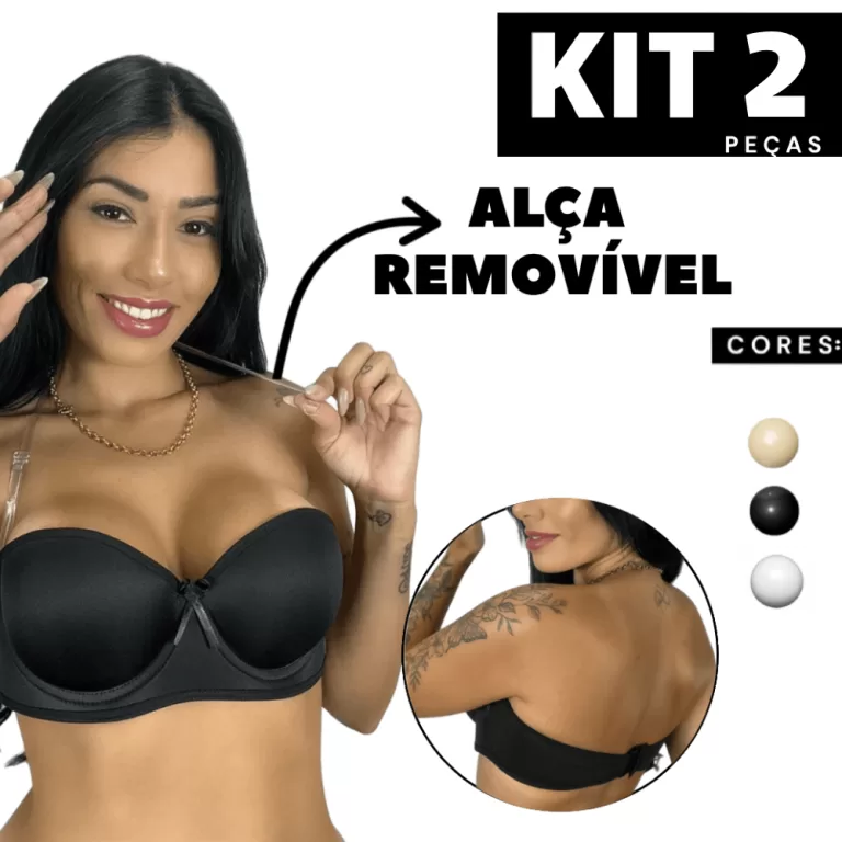 Kit 2/1 Sutiã Tomara que Caia Com Alça de Silico