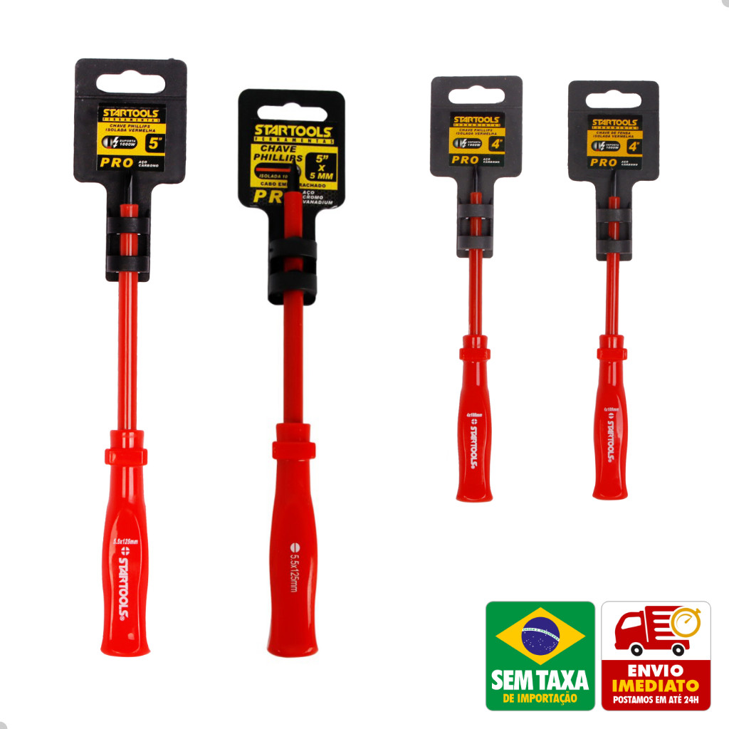Chave Isolada Eletricista Fenda ou Phillips 4 5 Polegadas Startools