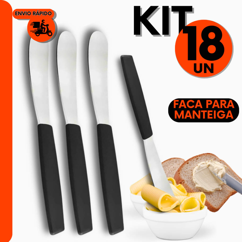 Kit 18 Pçs Espátula de Manteiga Faca de Manteiga p/ Toque Premium Hotel Casa e Restaurante