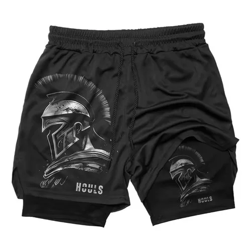 Short 2 Em 1 Espartano De Compressão Bermuda Trei