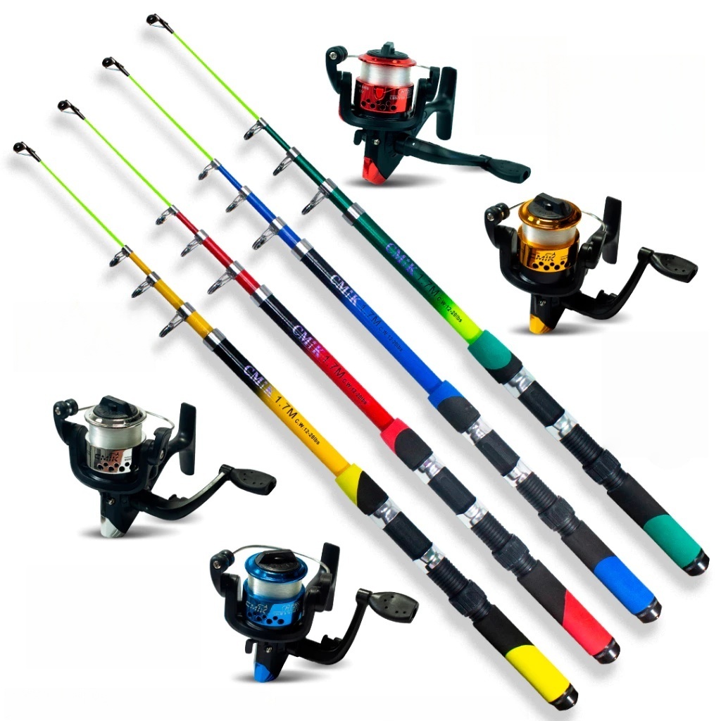 Kit 1-4 Vara De Pesca 60-120lbs Completa Com Molinete Esportiva Ao Ar Livre Robalo Portátil Com Linh