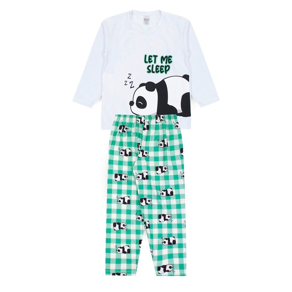 Pijama Infantil Masculino Inverno Let Me Sleep – Hey Kids Branco