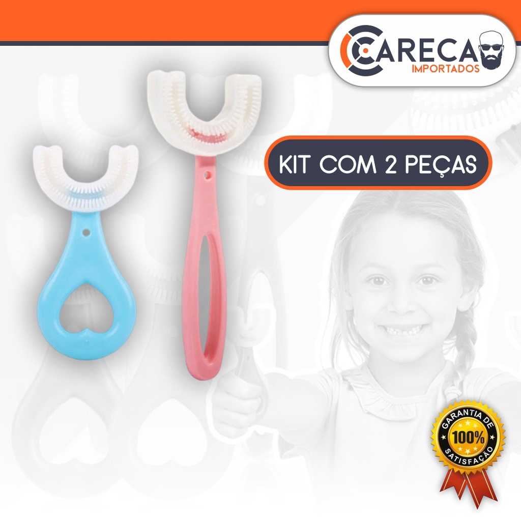2 escova infantil 360 graus infantil 2 a 6 anos e 6 a12 anos (kit 2 peças)