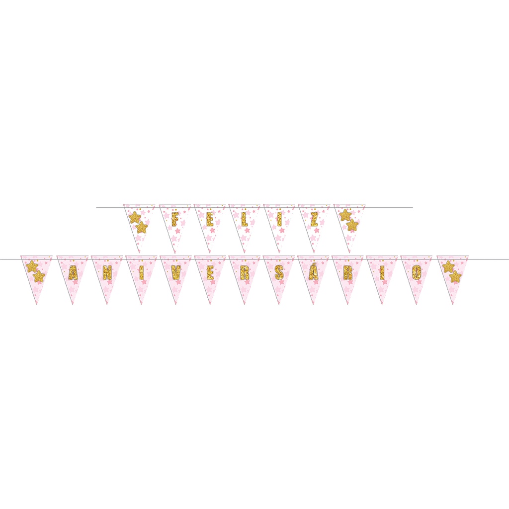 Faixa Feliz Aniversário Brilha Brilha Estrelinha 175x13cm Junco 1und