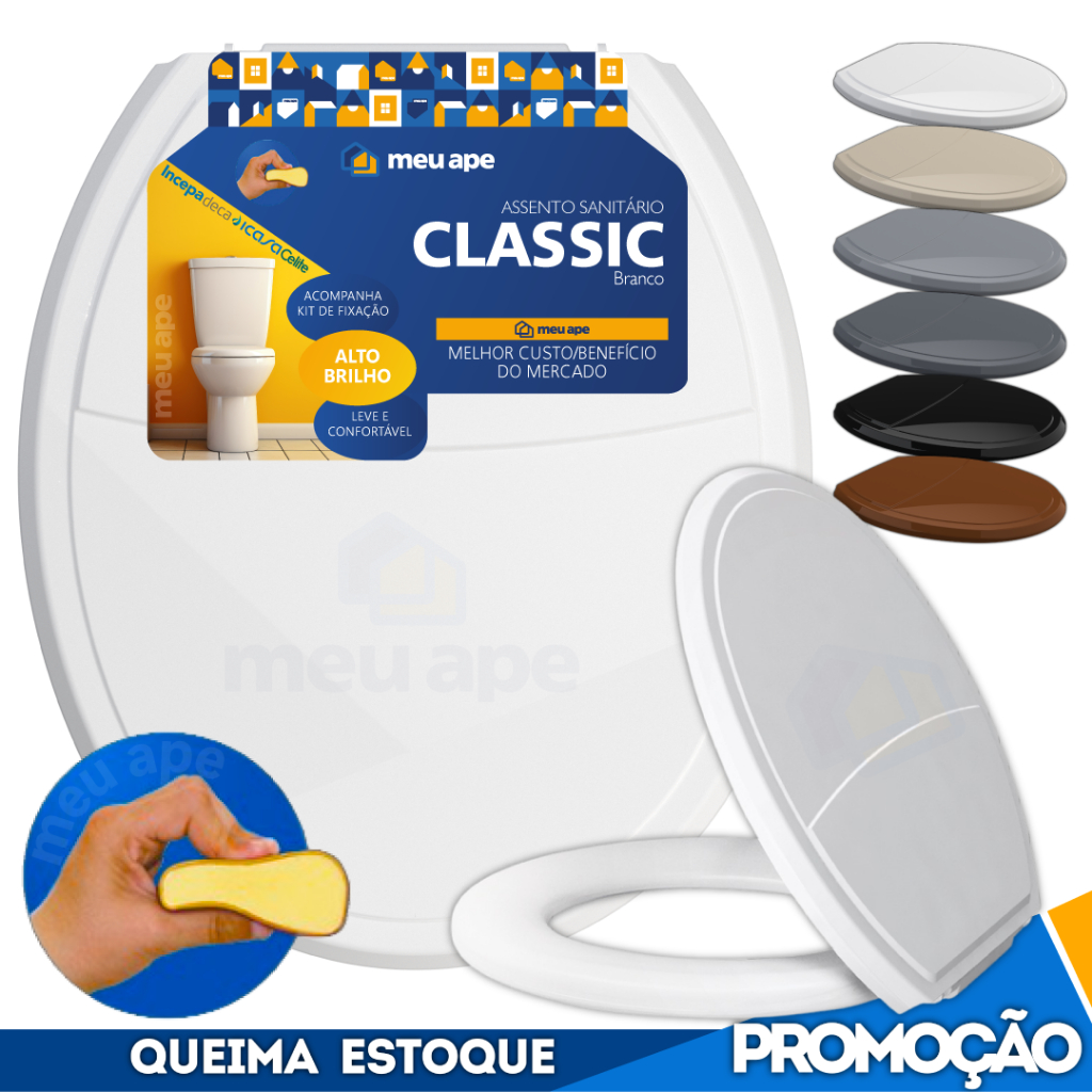 Assento Sanitário Almofadado Tampa Vaso Classic Oval Universal Redondo Deca Celite Icasa Incepa