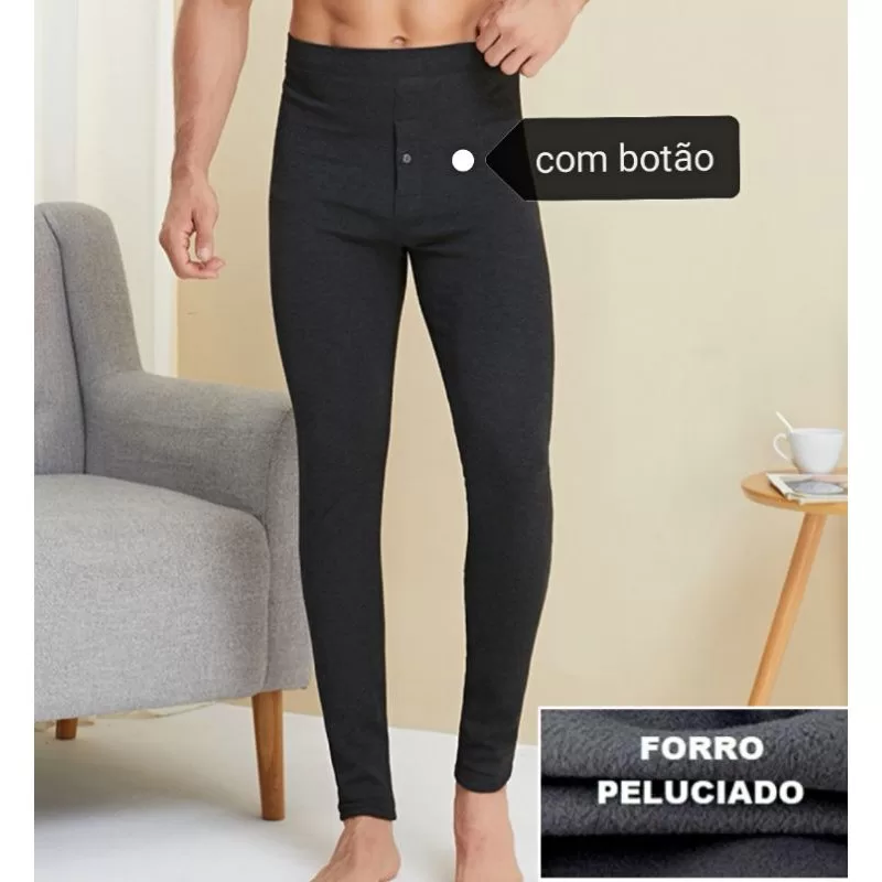 Meia Calça Pelúcia Nuvem Masc Sem Pé Legging Com Botão quente Leve Pijama Flanelado Look Piramide