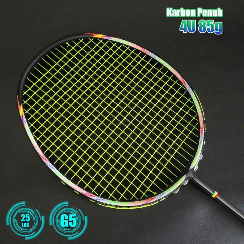 Raquete De Carbono Completa Desenho Original Com Fibra 22-25 lbs Badminton Stringed Grip Strings Liv