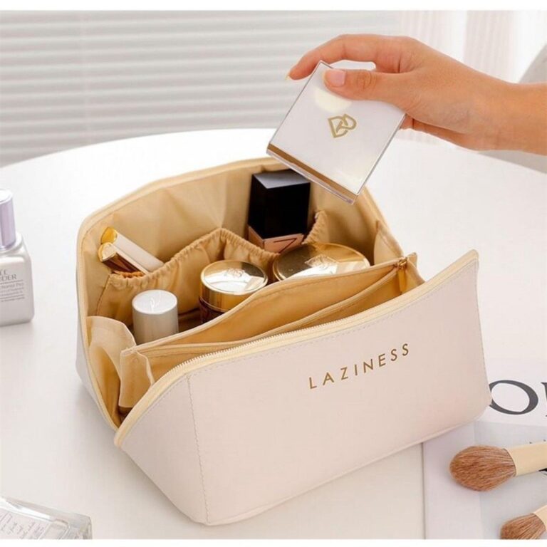 Bolsa De Cosmético De Couro PU Com Grande Capacid
