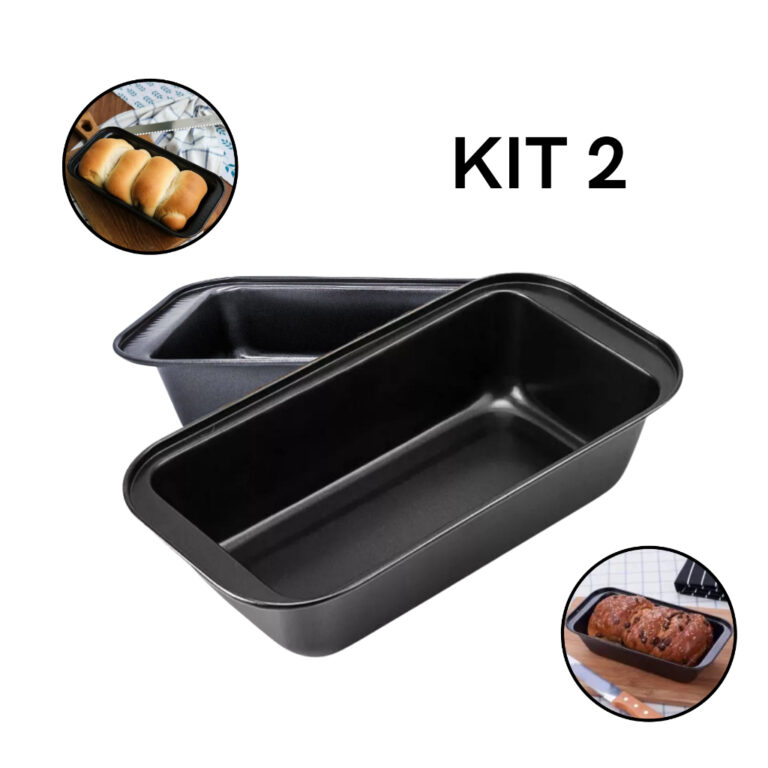 Kit 2 Forma pão antiaderente aço carbono bolos t