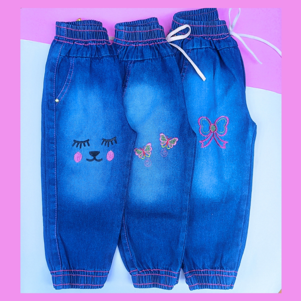 Calça Jogger Feminina Infantil Jeans Moda Blogueira Calça Jeans Bebê Menina