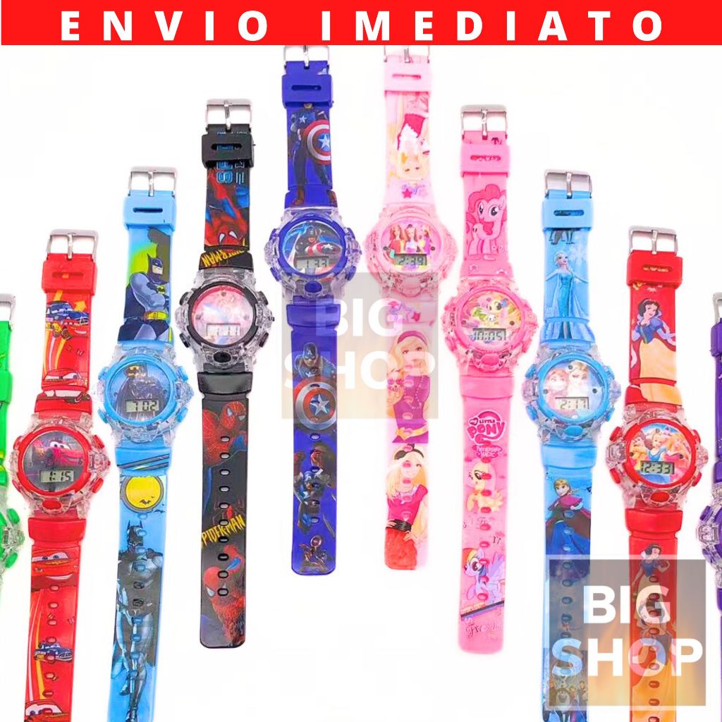 Relógio Digital Com Luzes Infantil Crianças Personagens