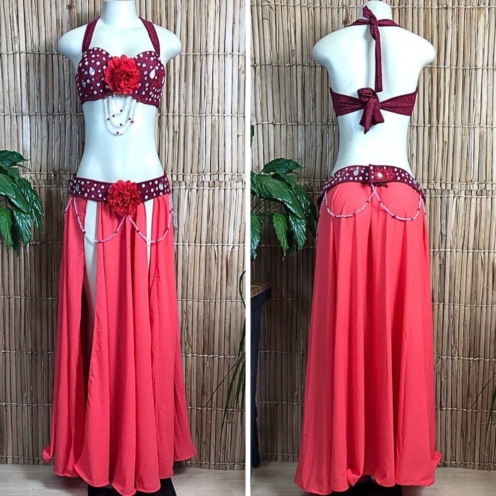 [Liquidação] Dança do Ventre Traje Bordado Completo Pronta Entrega -TPCL-729