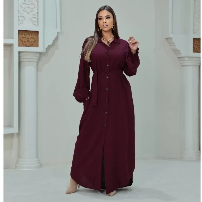 Vestido Feminino Chemise Elegante Longo Manga Cump