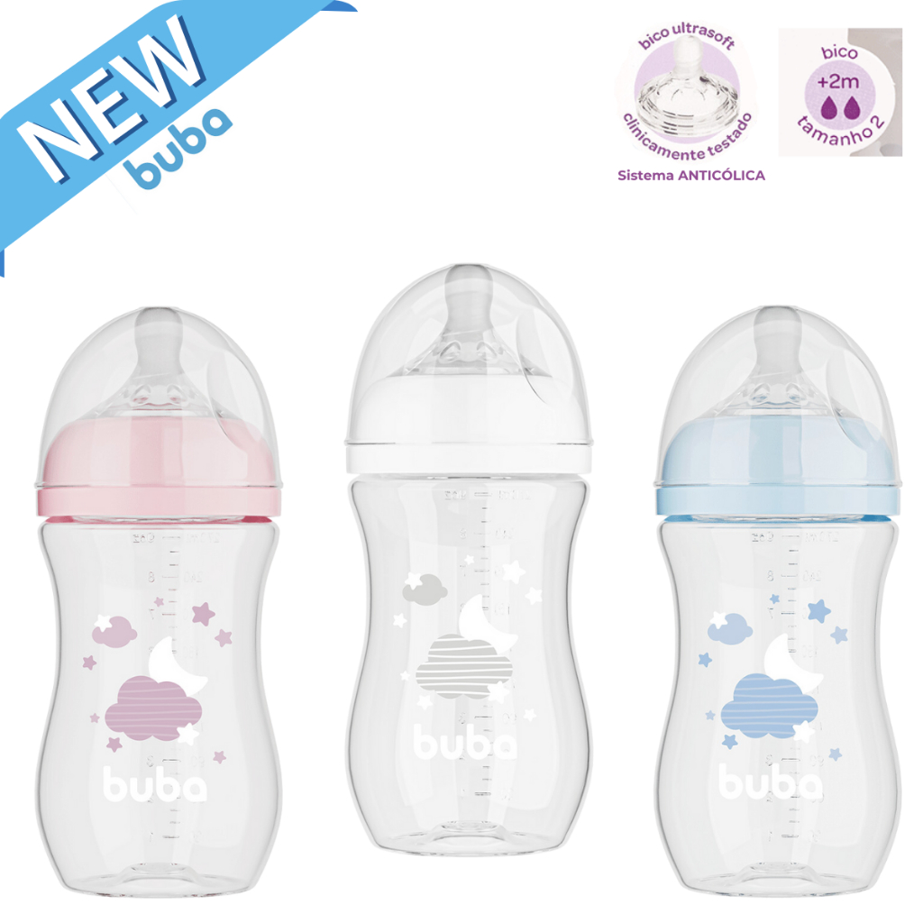 Mamadeira Easy Flow 270ML C/ Bico Fluxo 2 Incluso Silicone Ultrasoft Anti Vazamento Anti Cólica Bebe
