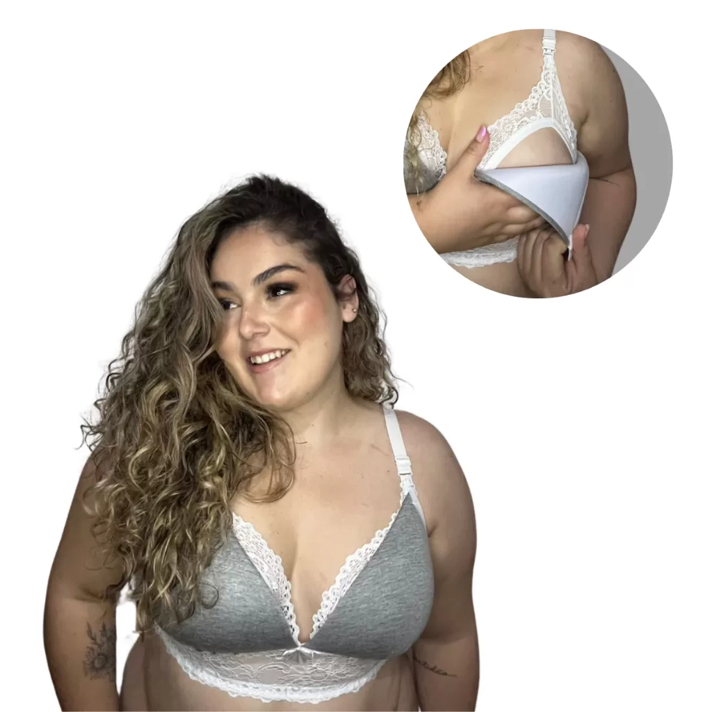 Sutiã de Amamentação PLUS SIZE com Bojo e Renda Reforçado Feminino Gestante Pós Parto Sutian Sustent
