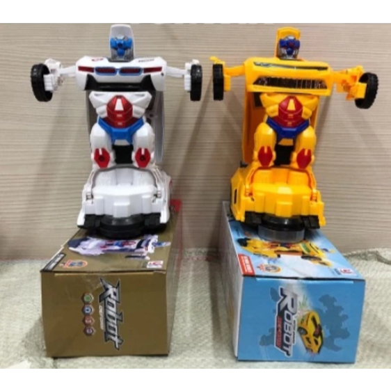 Brinquedo Carrinho Vira Robô Bate E Volta Com Luz