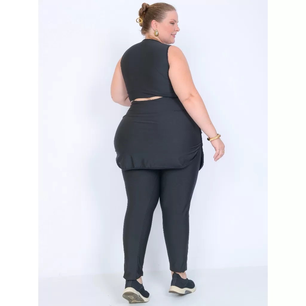 Conjunto Plus Size Calça e Top Cropedd Roupa Fitness Feminina Para Academia