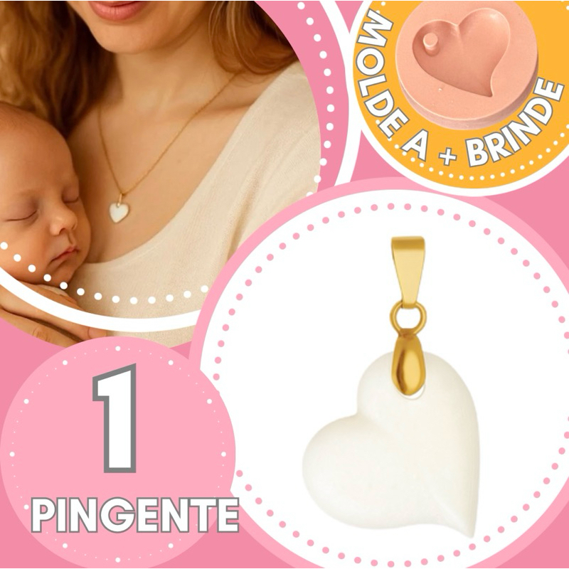 Kit Pingente de Leite Materno Coração / Pezinho de Bebê / Arvore da Vida e mais 18 Modelos