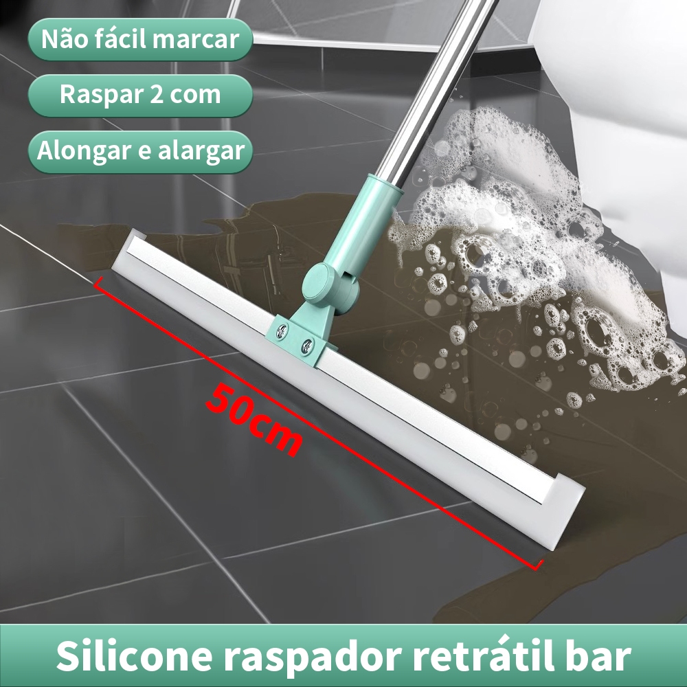 Vassoura Rodo Mágico Silicone Grande Para Limpeza de Multiuso Piso Vidros Com Gancho Secos e Molhado