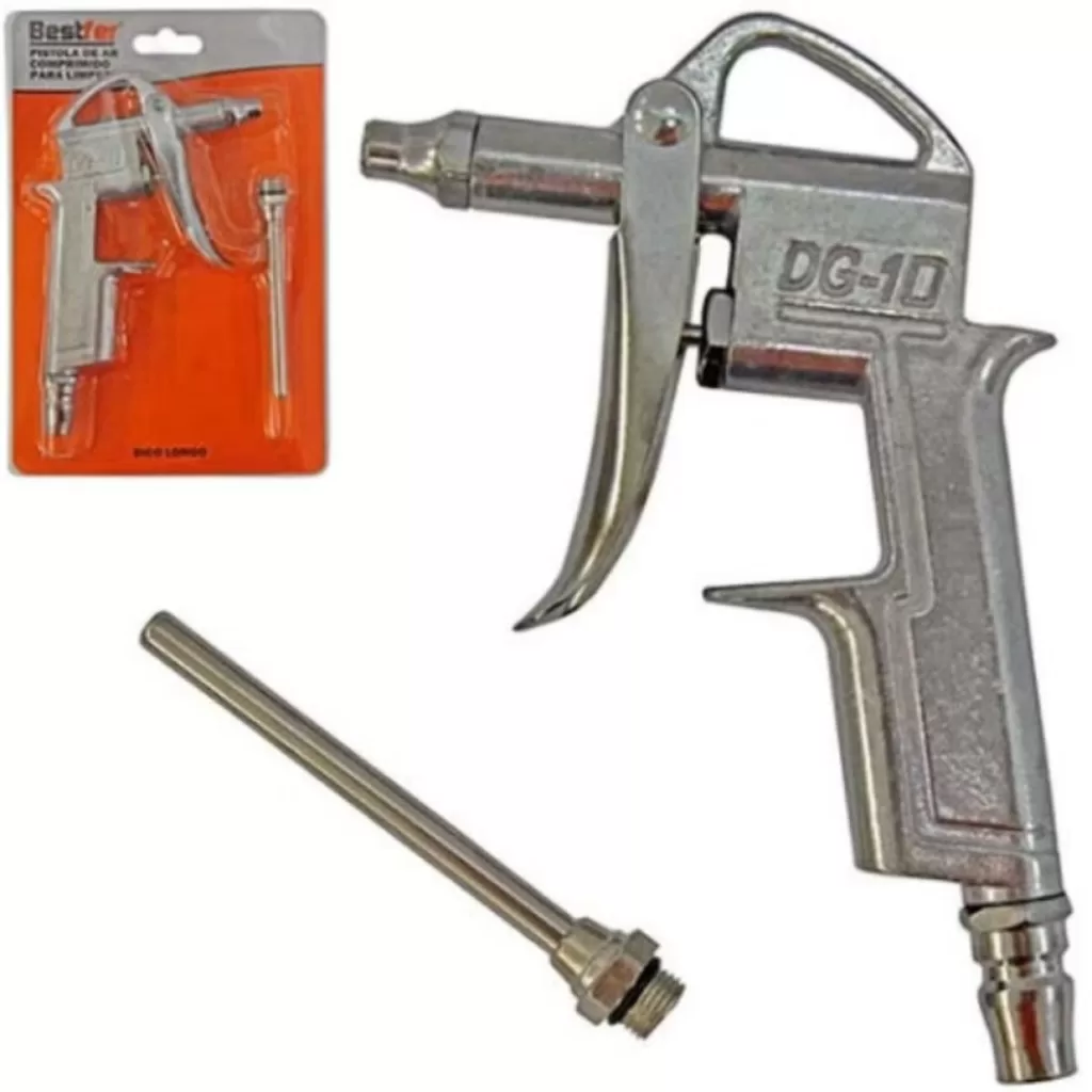 Pistola de Limpeza Ar Comprimido DG10 Profissional Bico Longo e Curto para Compressor