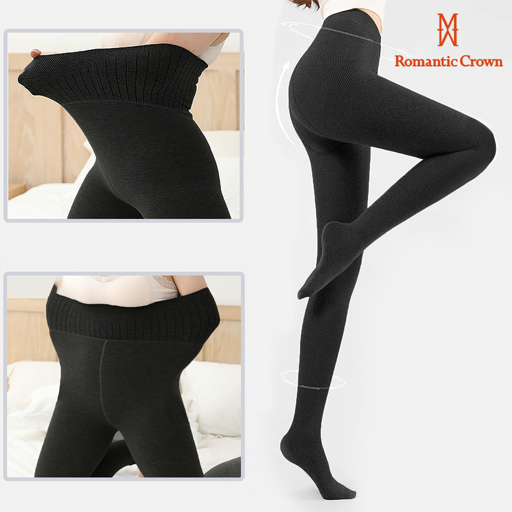 Calça Legging Térmica Feminina de Algodão Forrada com Pelúcia Inverno Cintura Alta