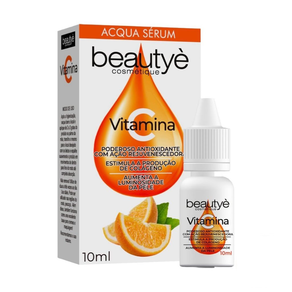 Sérum Vitamina C (10ml): Poderoso antioxidante, estimula colágeno, ilumina e revitaliza a pele.