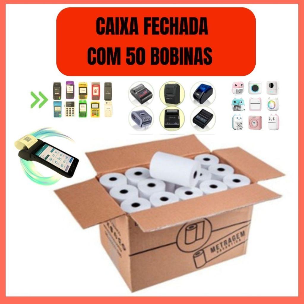Papel Térmico 50 Unidades 57x16mm para Impressoras Portáteis e Máquinas de Cartão