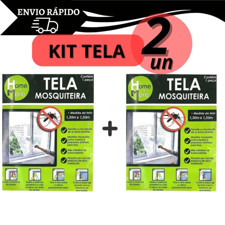 Kit 02 Tela Mosquiteiro 1.30×1.50 Ajustável 