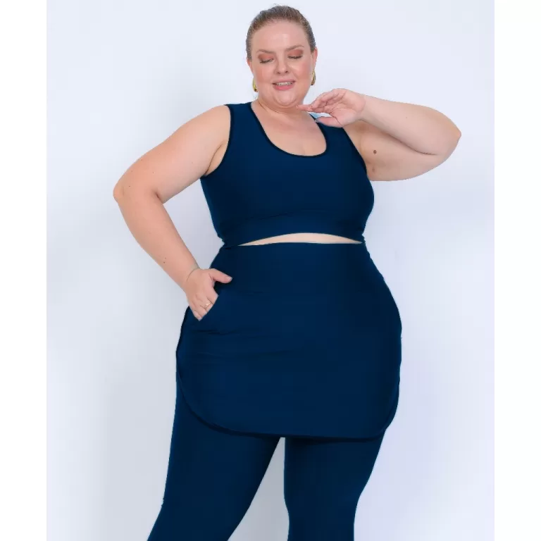 Conjunto Para Academia Plus Size Com Saia Tapa Bum