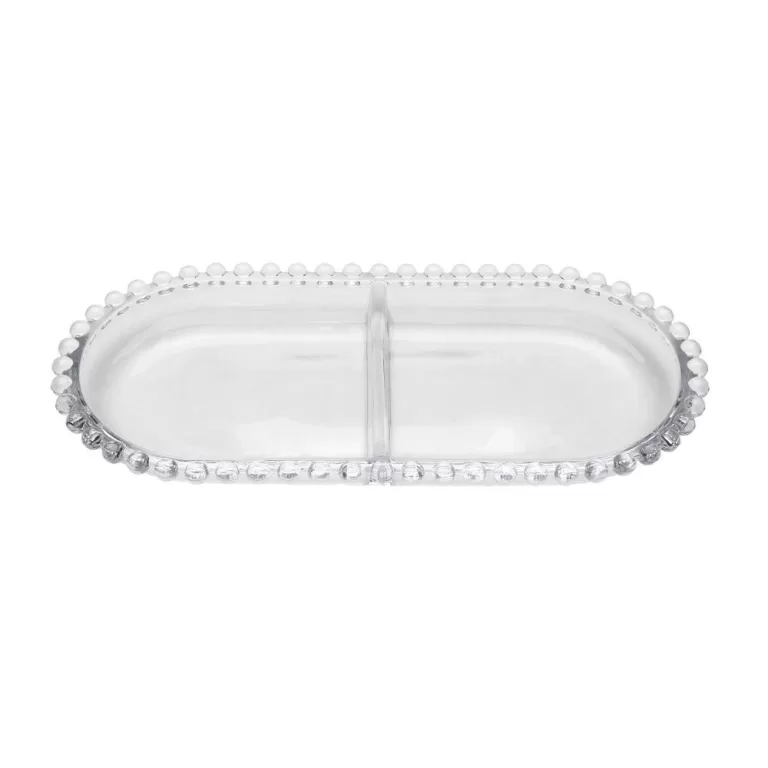 Petisqueira Oval Wolff Pearl de Cristal com Divis