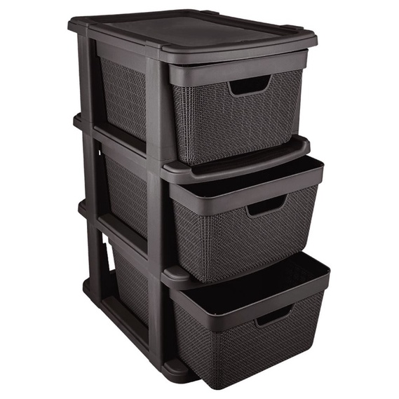 GAVETEIRO DE CHÃO 3 GAVETAS 15L JUTA PRETO 59,2X4