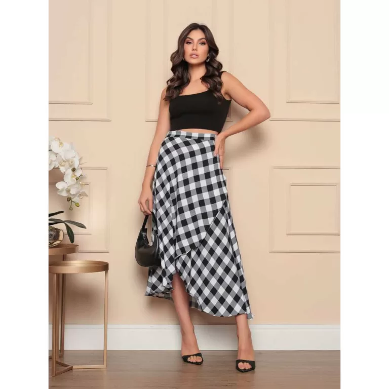 Saia Envelope xadrez Saia Transpassada quadriculad