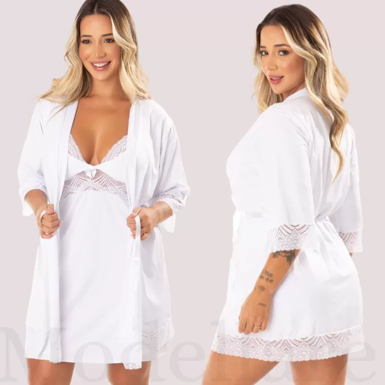 Kit Camisola Amamentação + Robe Conjunto Saída 