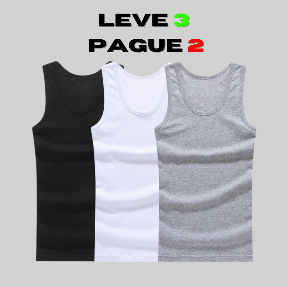 Kit Leve 3 e Pague 2 : 3 Regata Masculina Regata Canelada Básica slin